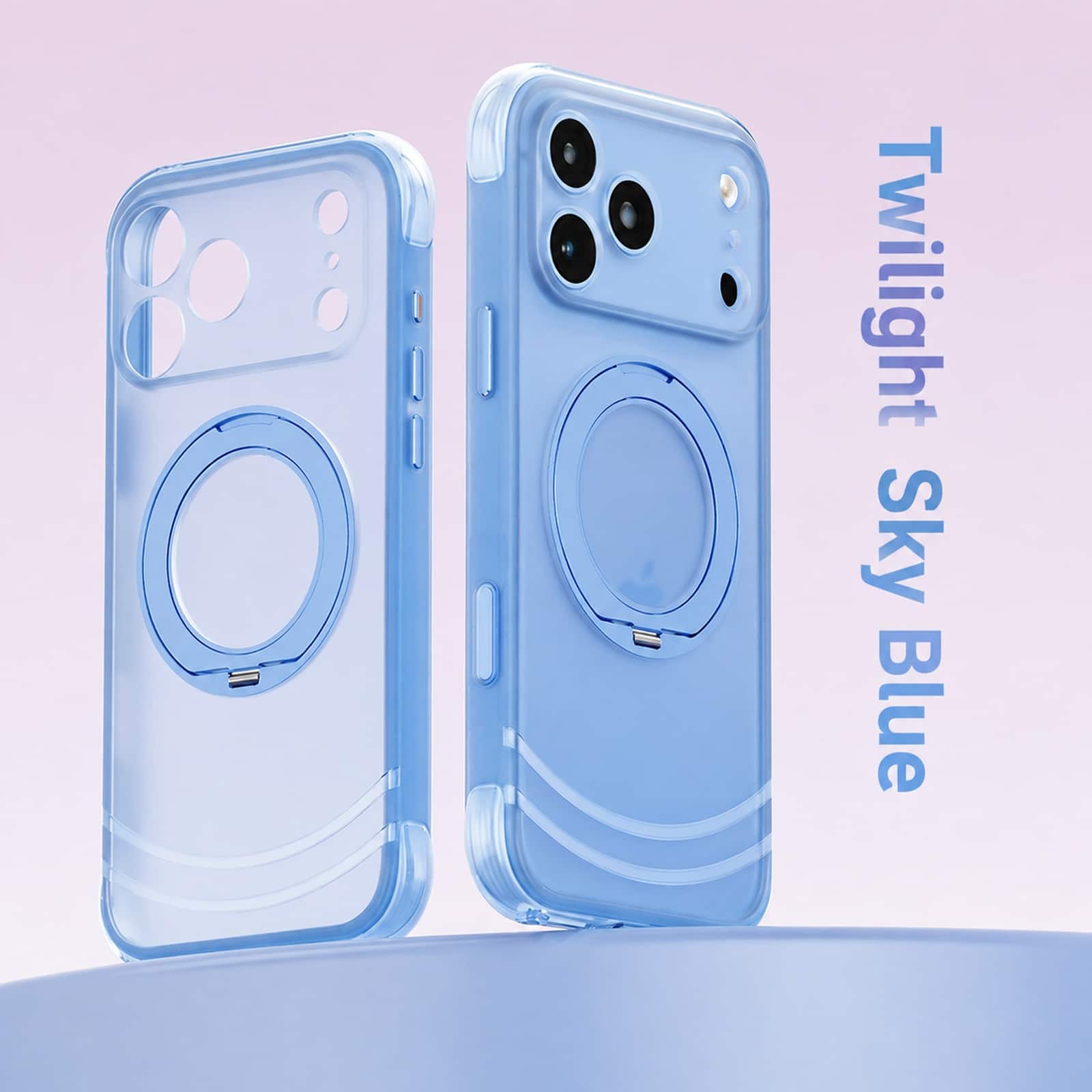 Dteck - Shockproof Frosted Phone Case for Apple iPhone 17 Pro Max with 360 Ring Stand, Magnetic Protective Cover Camera Defense - Skyblue price history on PriceWatchPro