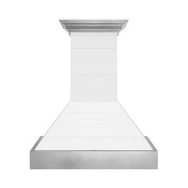 ZLINE - 30 inches - Externally Vented - Wall Range Hood - Rustic Shiplap Bright White Finish