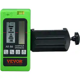 VEVOR - Laser Receiver, 197 ft Working Range, Green Laser and Red Beam Detector for Pulsing Line Lasers, Customizable Speaker - Green;Black