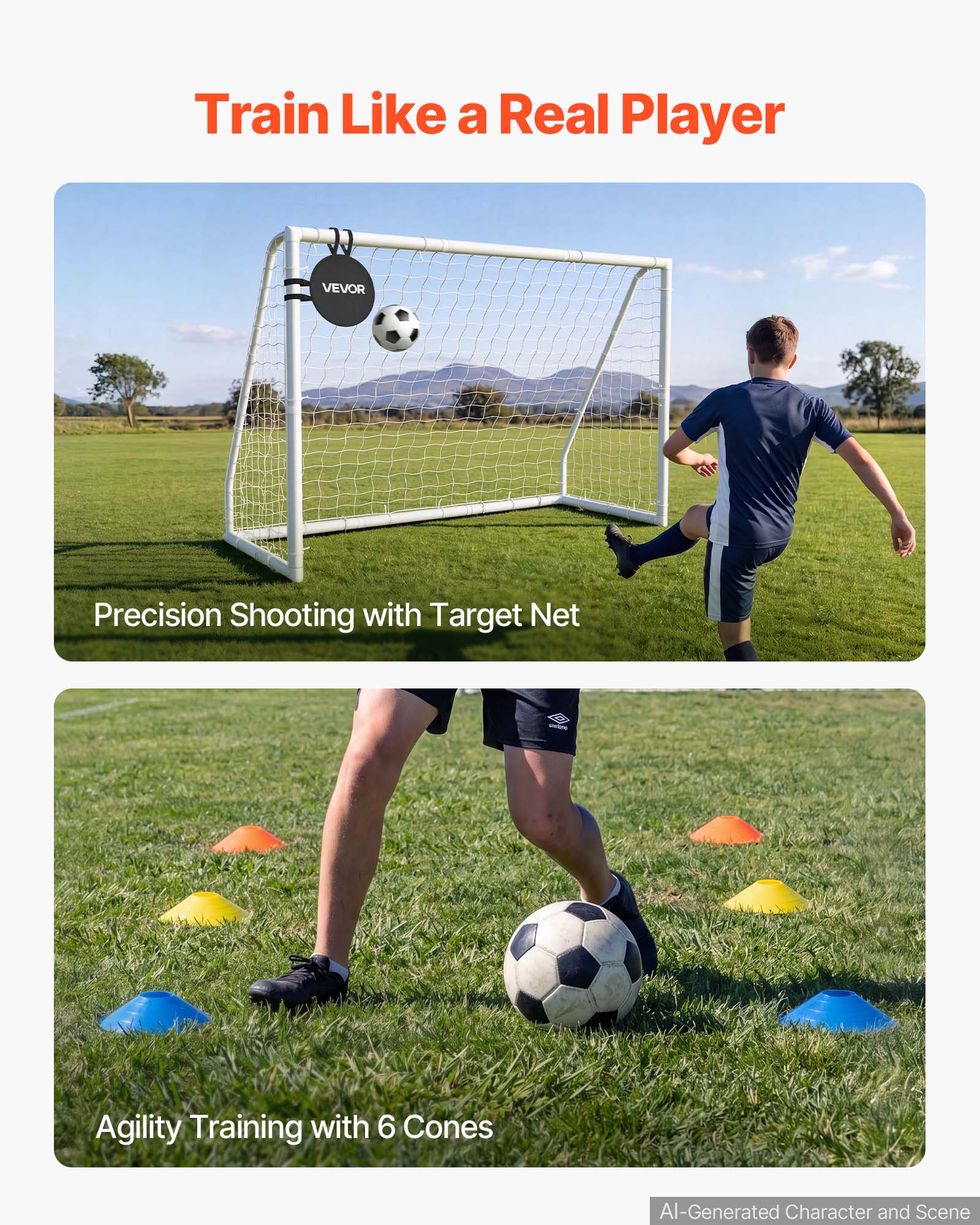 Train Like a Real Player

Precision Shooting with Target Net

Agility Training with 6 Cones

AI-Generated Character and Scene