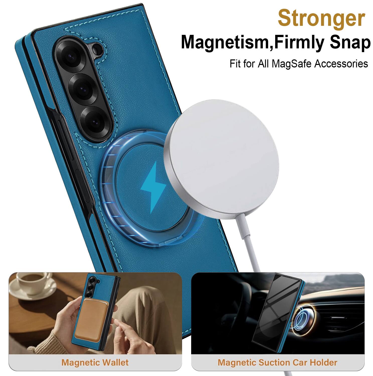 Stronger Magnetism, Firmly Snap Fit for All MagSafe Accessories

- Magnetic Wallet
- Magnetic Suction Car Holder