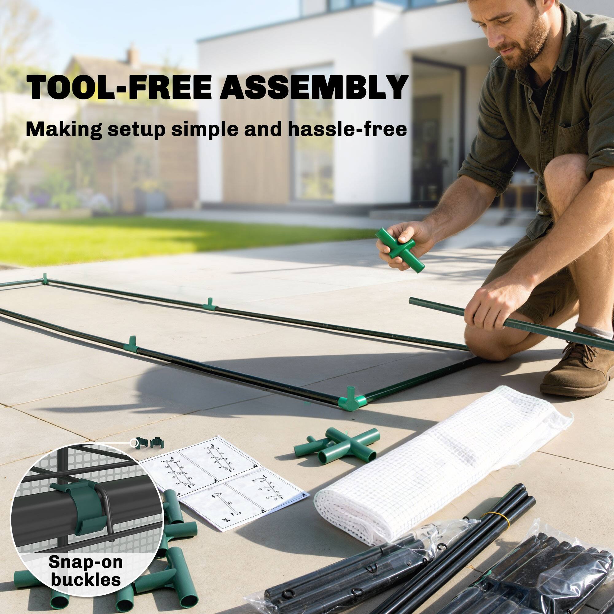 TOOL-FREE ASSEMBLY  
Making setup simple and hassle-free  

Snap-on buckles