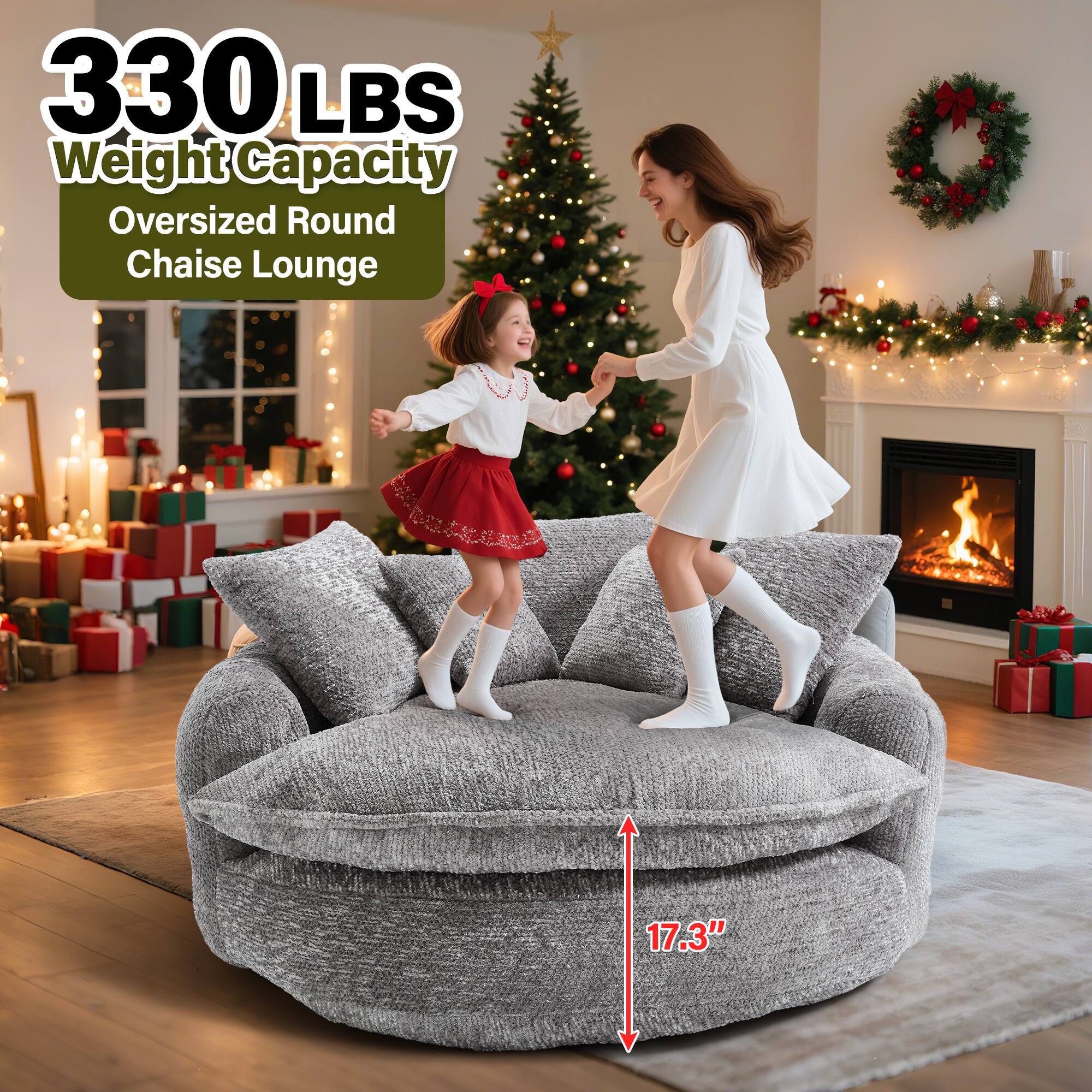 330 LBS Weight Capacity  
Oversized Round Chaise Lounge  
17.3"