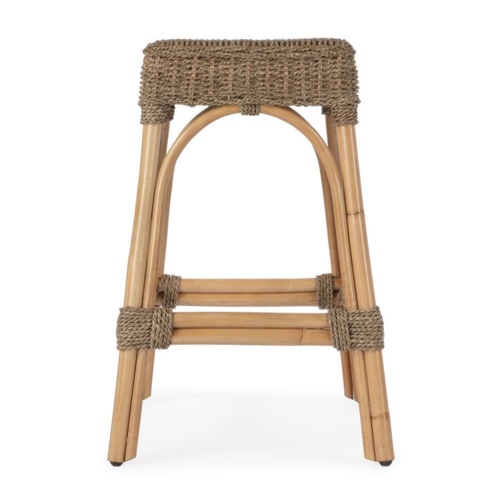 Left. Butler Specialty - Robias 24.5 Rectangular Rattan & Mendong Grass 24.5" Counter Stool - Light Brown.