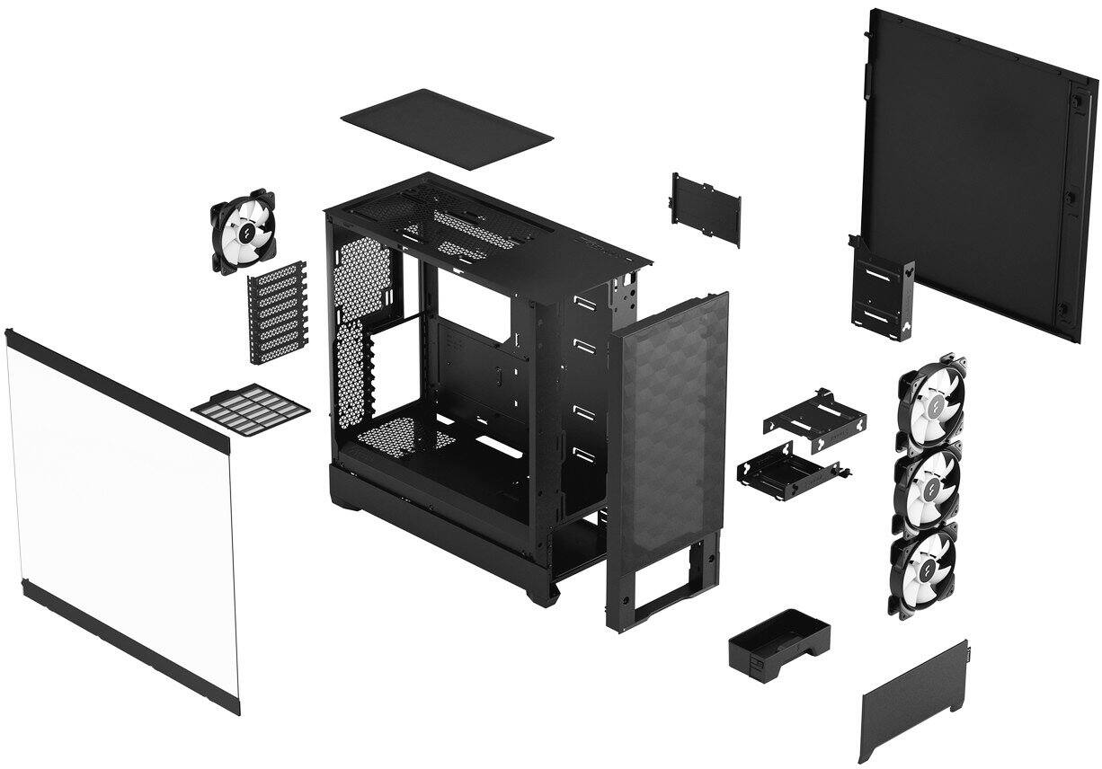 Alt View 8. Fractal Design - Pop XL Air EATX, ATX, microATX, Mini-ITX RGB Black Chassis Tempered Glass Clear Tint Mid Tower PC Case - Black.