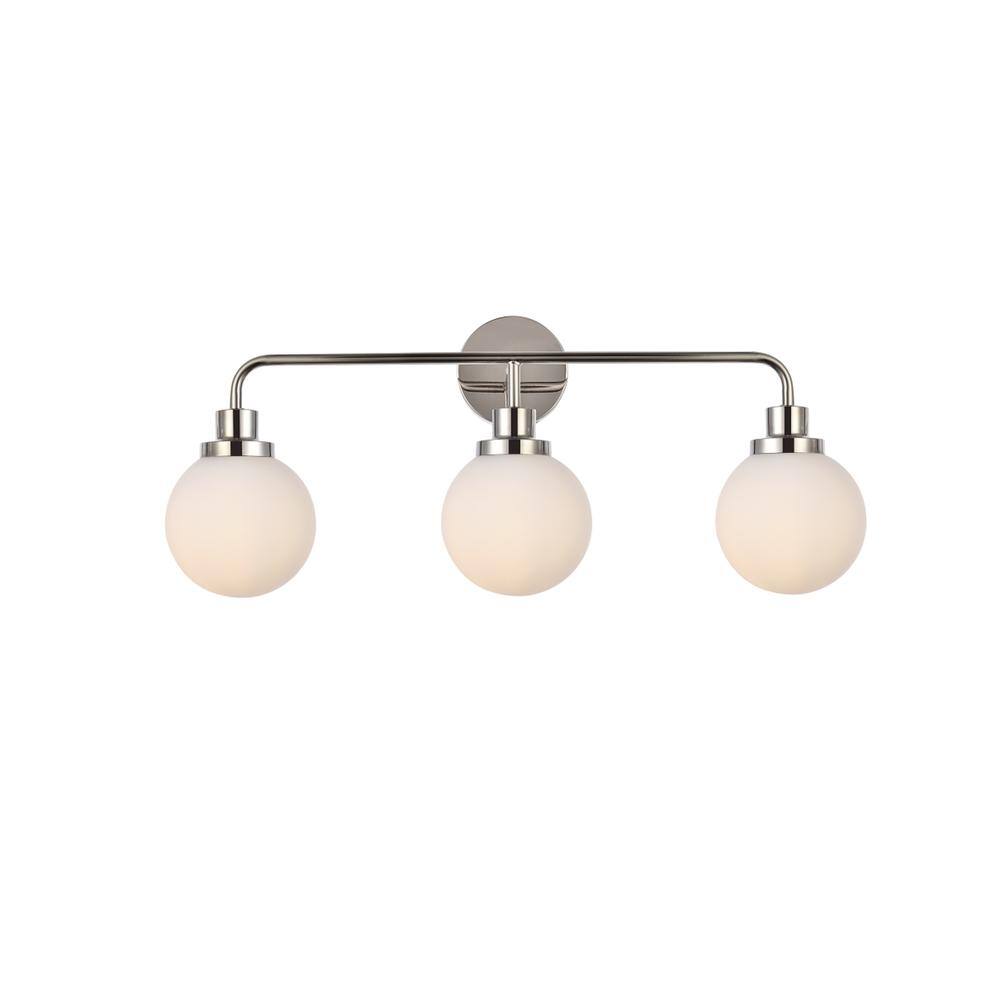 Alt View 3. Living District - Hanson 3 lights bath sconce in polished nickel with frosted shade - Polished Nickel And Frosted Shade.