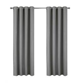 Olivia Gray - 100% Polyester 250 GSM Basket Weave Ian Luxury Jacquard Blackout Grommet Curtain Panel 54" x 84" Grey