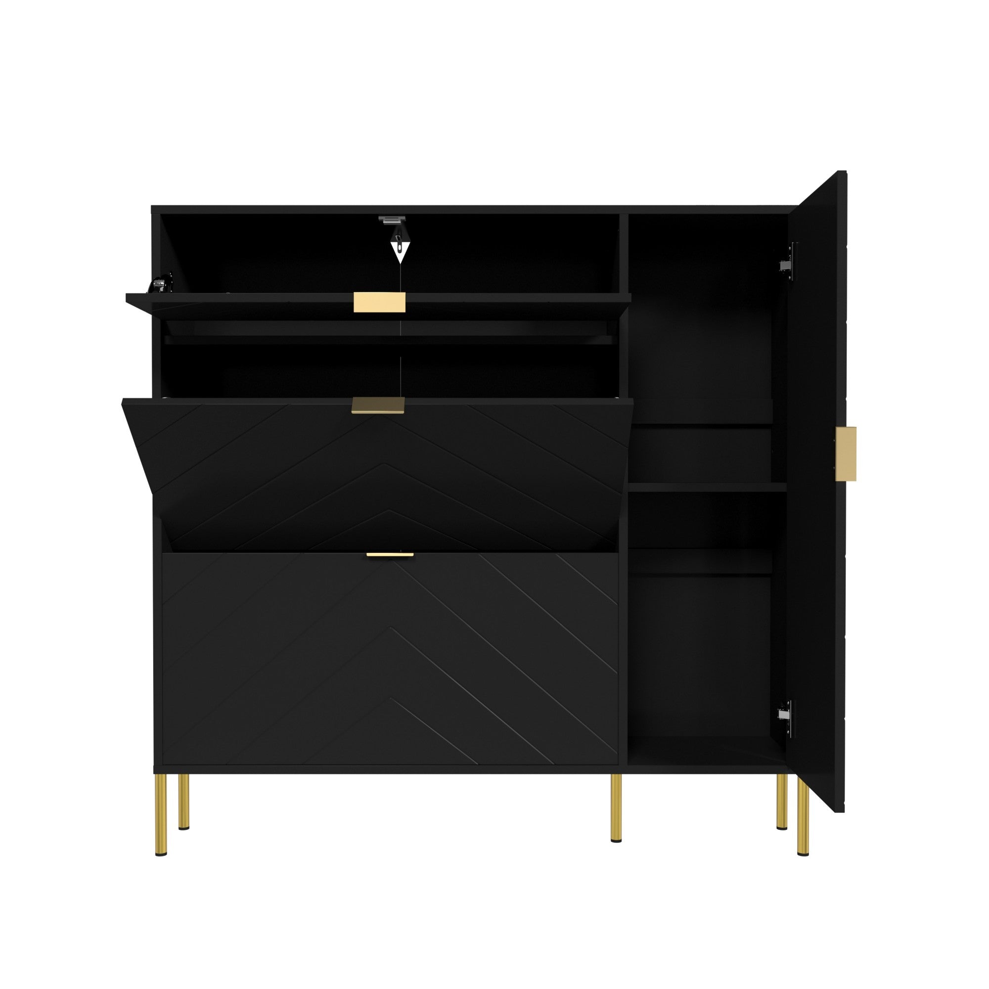 Alt View 2. Boyel Living - 49.21 in. H Wood Shoe Storage Cabinet with Flip-Up Drawers and Adjustable Shelf - Black.