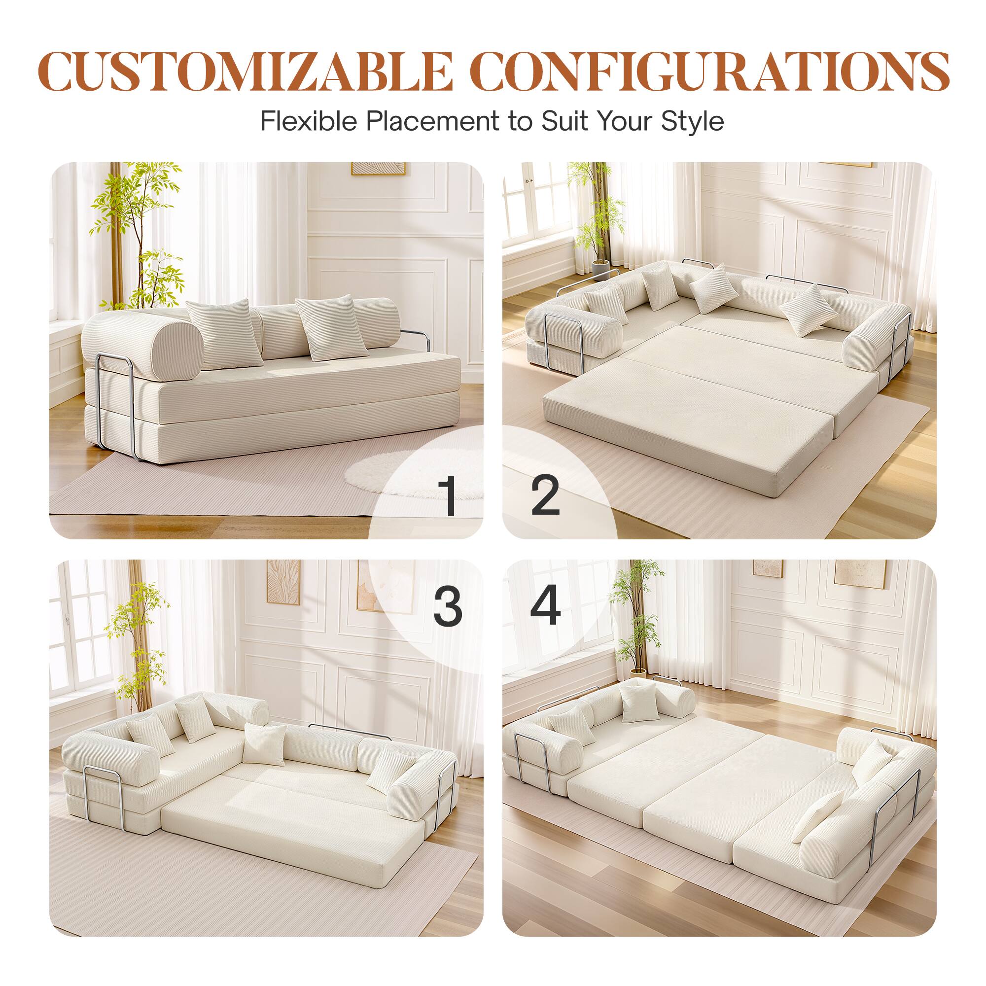 CUSTOMIZABLE CONFIGURATIONS  
Flexible Placement to Suit Your Style  

1  
2  
3  
4