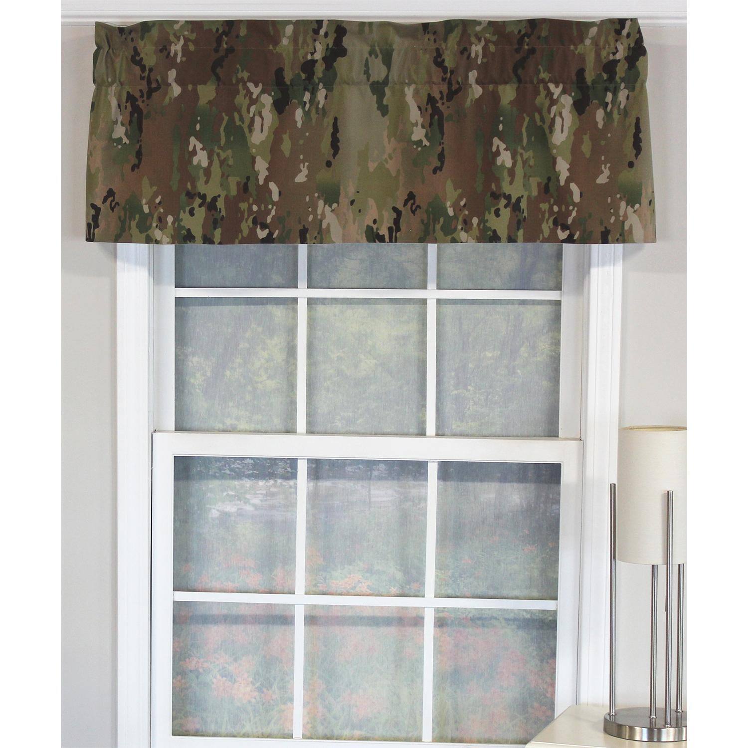 Angle. RLF Home - RLF Home Cloak Tailored 100% Cotton with Fully Lined 3" Rod Pocket Valnance for Windows 50" x 14" Green - Green.