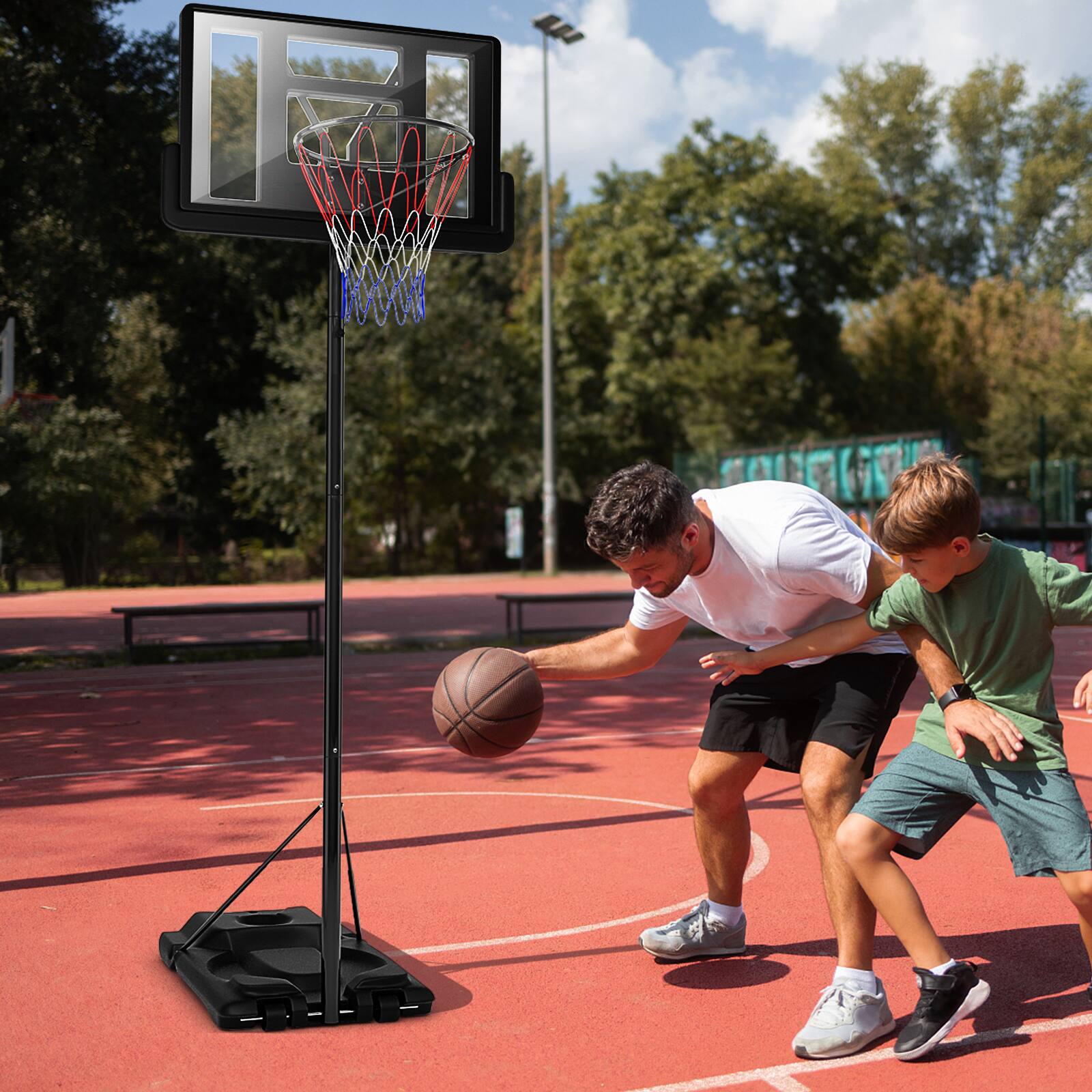 Alt View 9. Ecooso - Portable Basketball Hoop with Height Adjustable Stand and Shatterproof Backboard - Black.