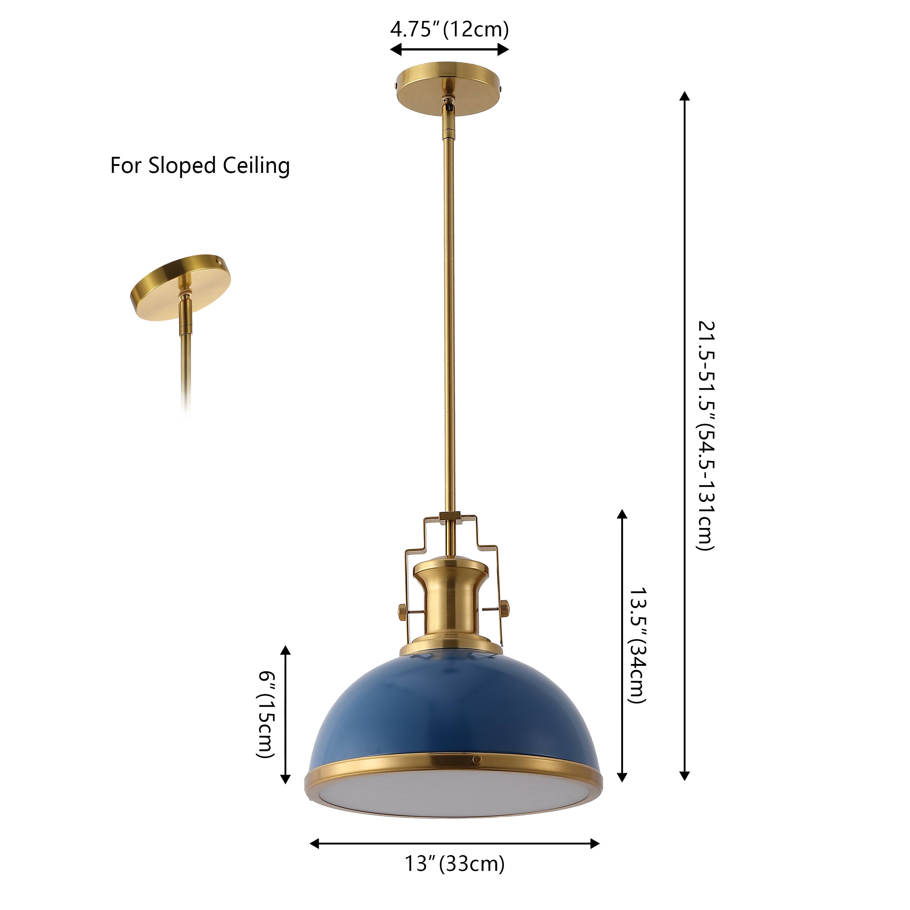 4.75" (12cm) For Sloped Ceiling  
.9 6"(15cm)  
13.5"(34cm)  
21.5-51.5"(54.5-131cm)  
13" (33cm)