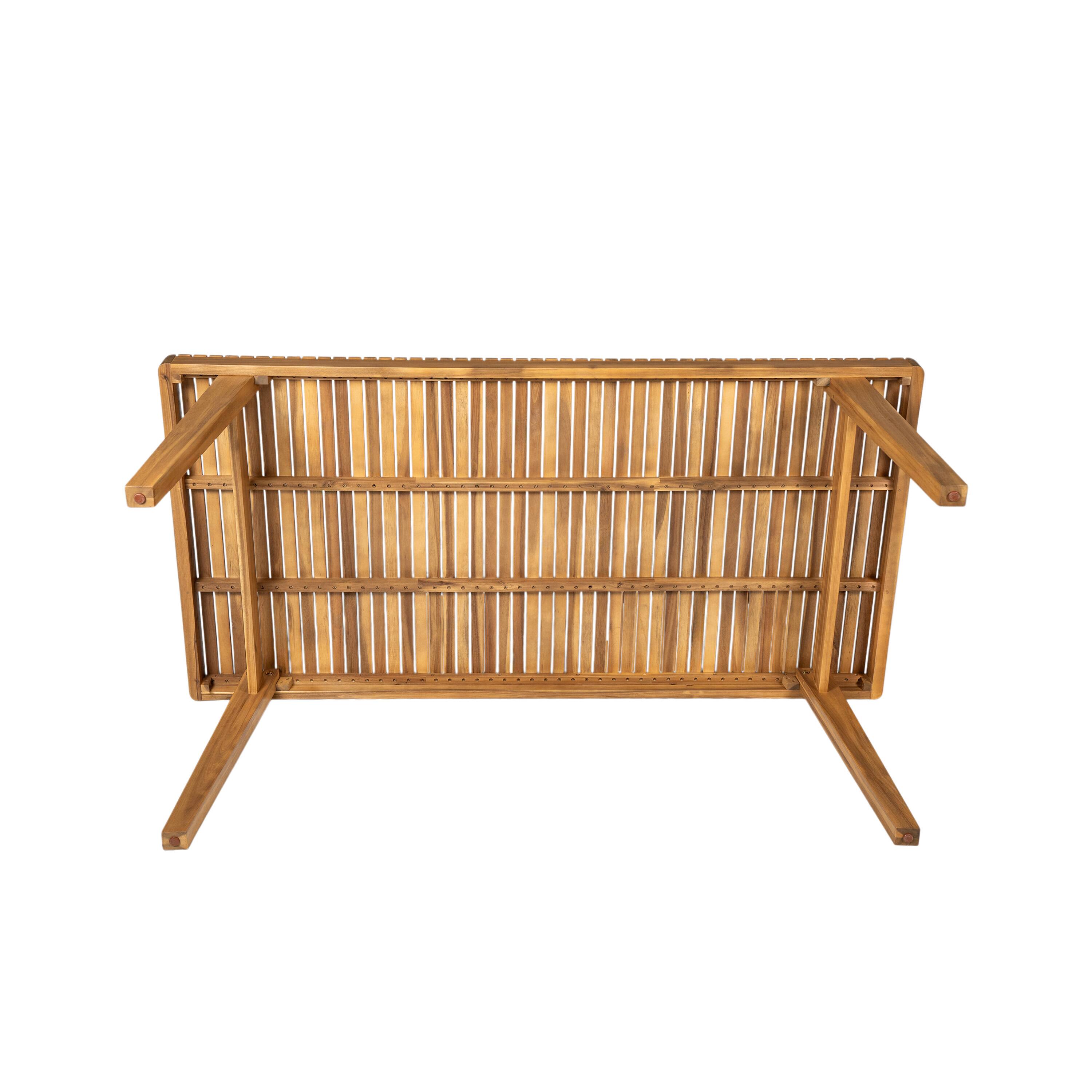 Alt View 1. Mondawe - 69" Acacia Wood Outdoor Dining Table with Slatted Top - Natural.