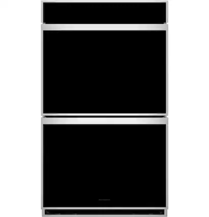 Front. Monogram - Minimalist 30" Smart Built-In Double Electric Twin Convection with Direct Air Wall Oven with Air Fry and In-Oven Camera - Stainless Steel.