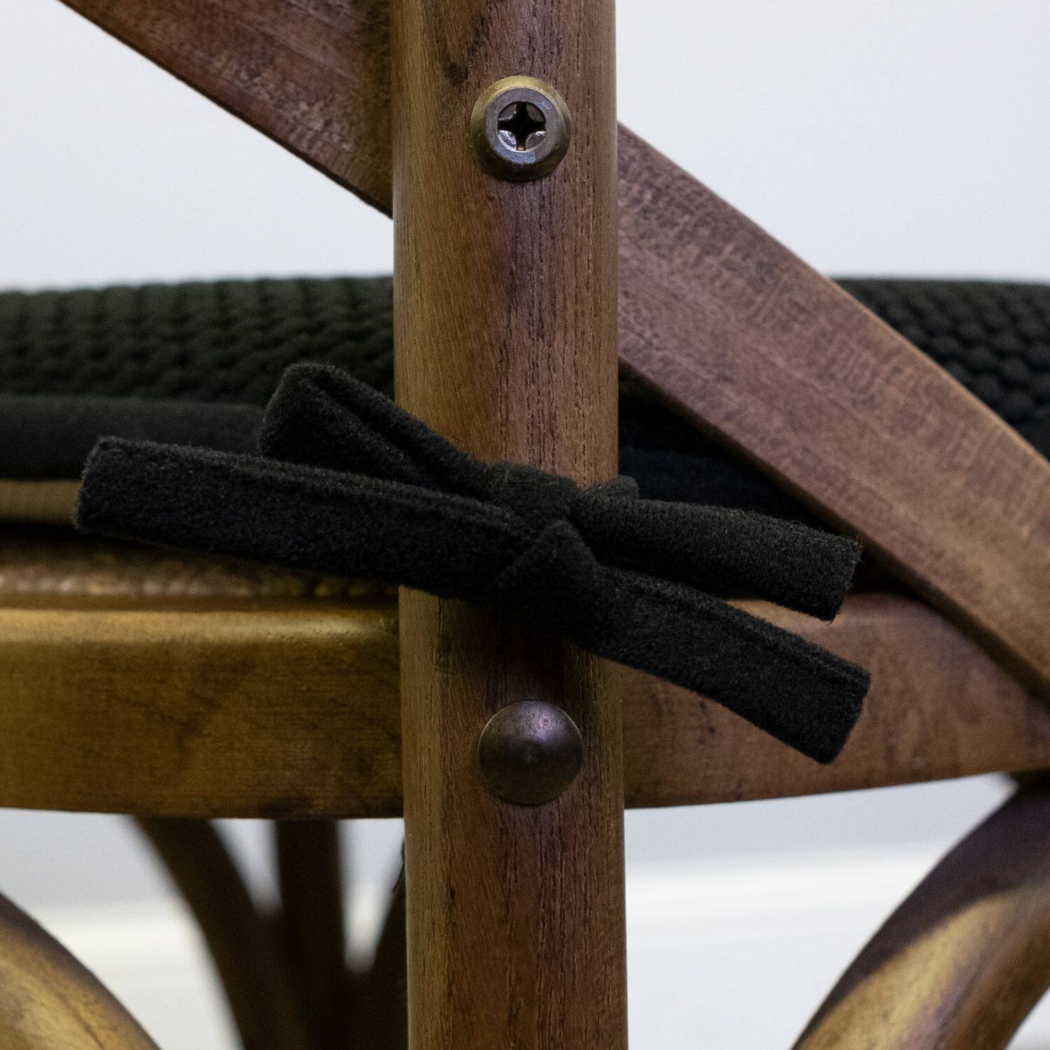 Left. Sweet Home Collection - Honeycomb Memory Foam Non-Slip 16" x 16" Chair Cushion Pad with Ties, 12-Pack - Black.