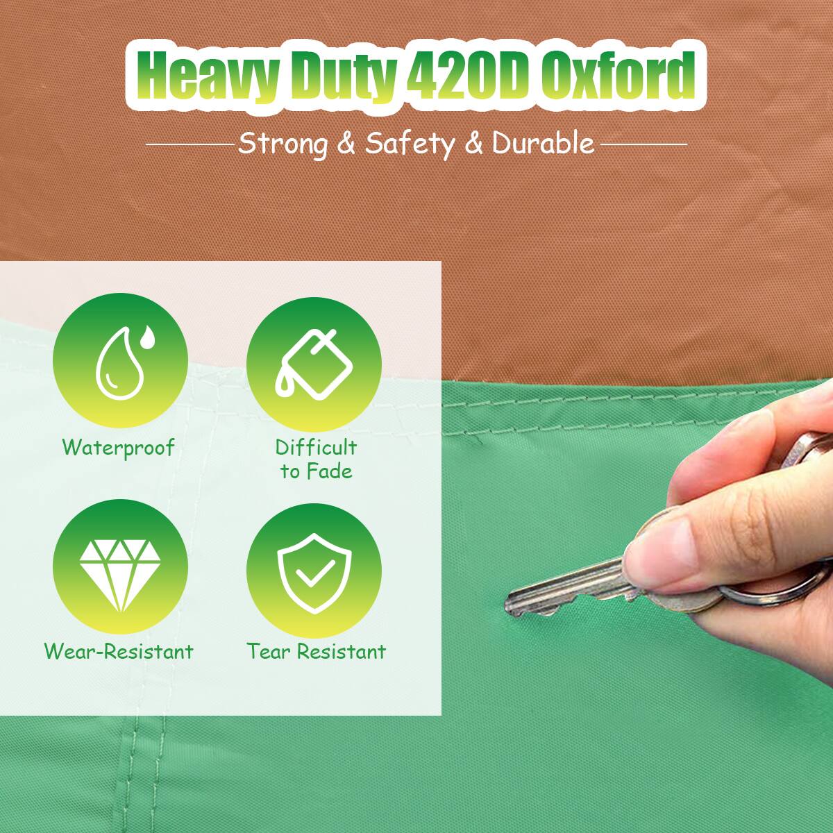 Heavy Duty 420D Oxford  
Strong & Safety & Durable  

- Waterproof  
- Difficult to Fade  
- Wear-Resistant  
- Tear Resistant