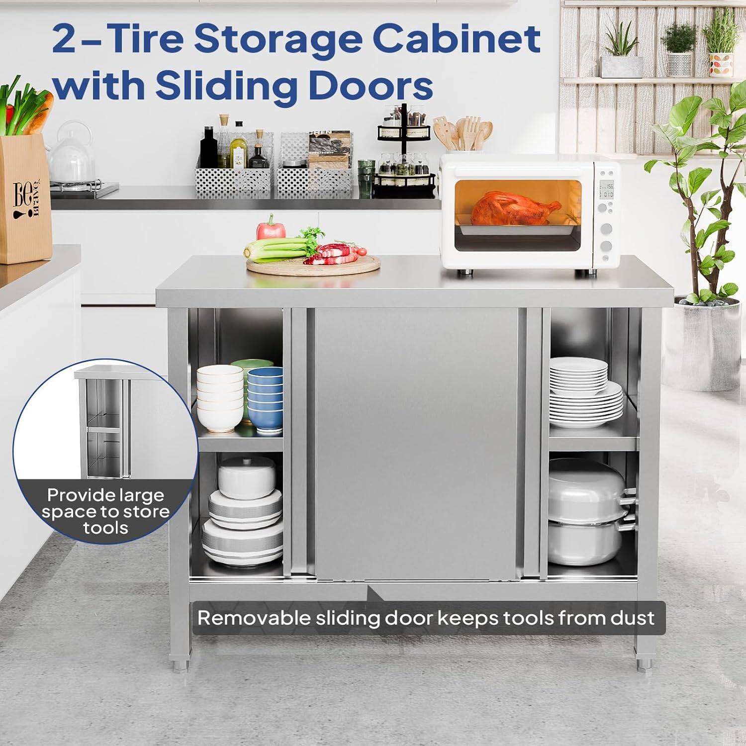 2-Tire Storage Cabinet with Sliding Doors

Provide large space to store tools

Removable sliding door keeps tools from dust