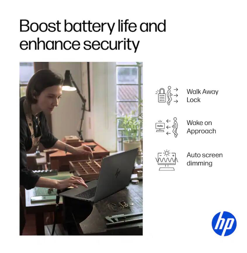 Boost battery life and enhance security

- Walk Away Lock
- Wake on Approach
- Auto screen dimming
