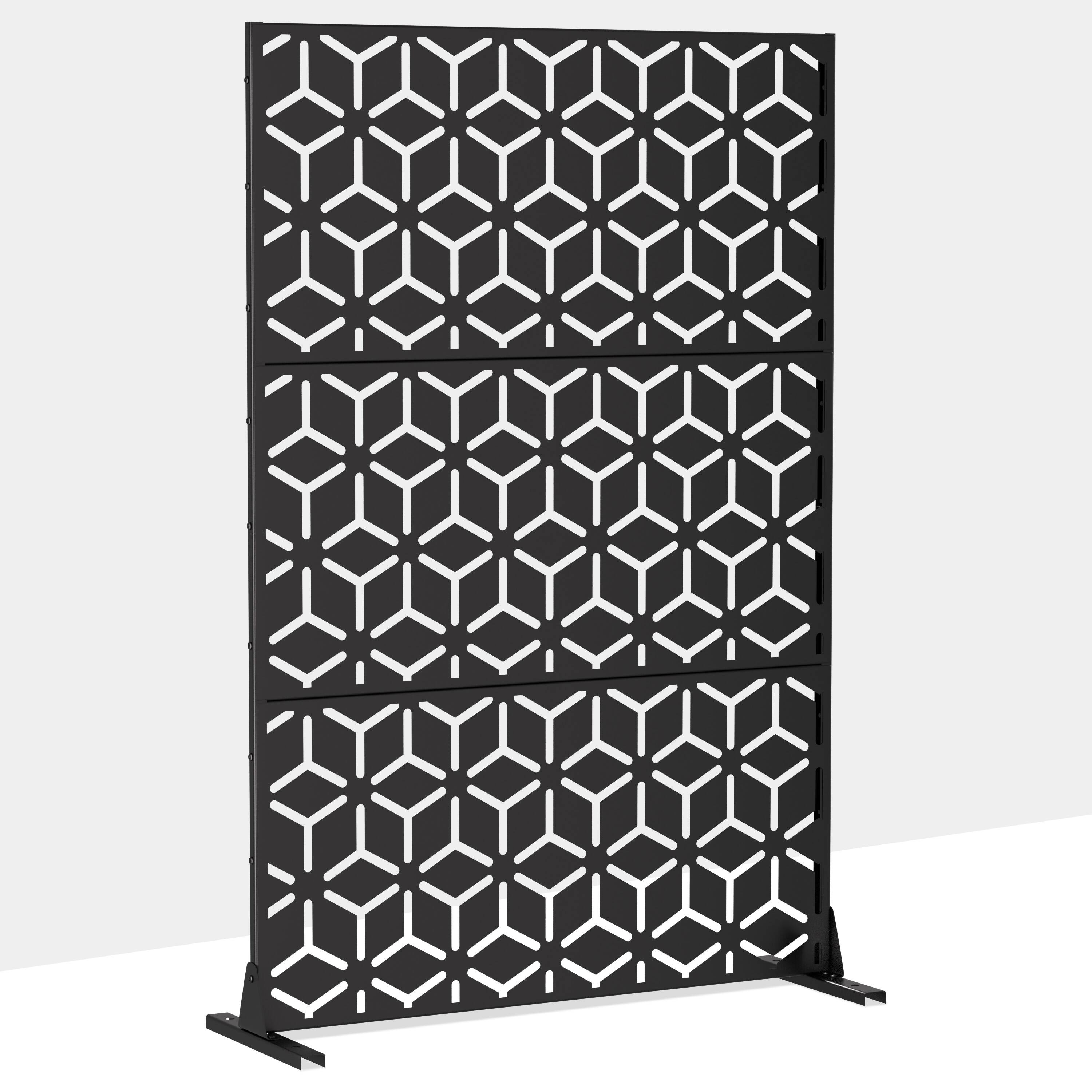 Angle. PexFix - 72 in. x 47 in. Bob Pattern Metal Outdoor Privacy Screen & Panels, Freestanding Garden Divider Fence - Black.