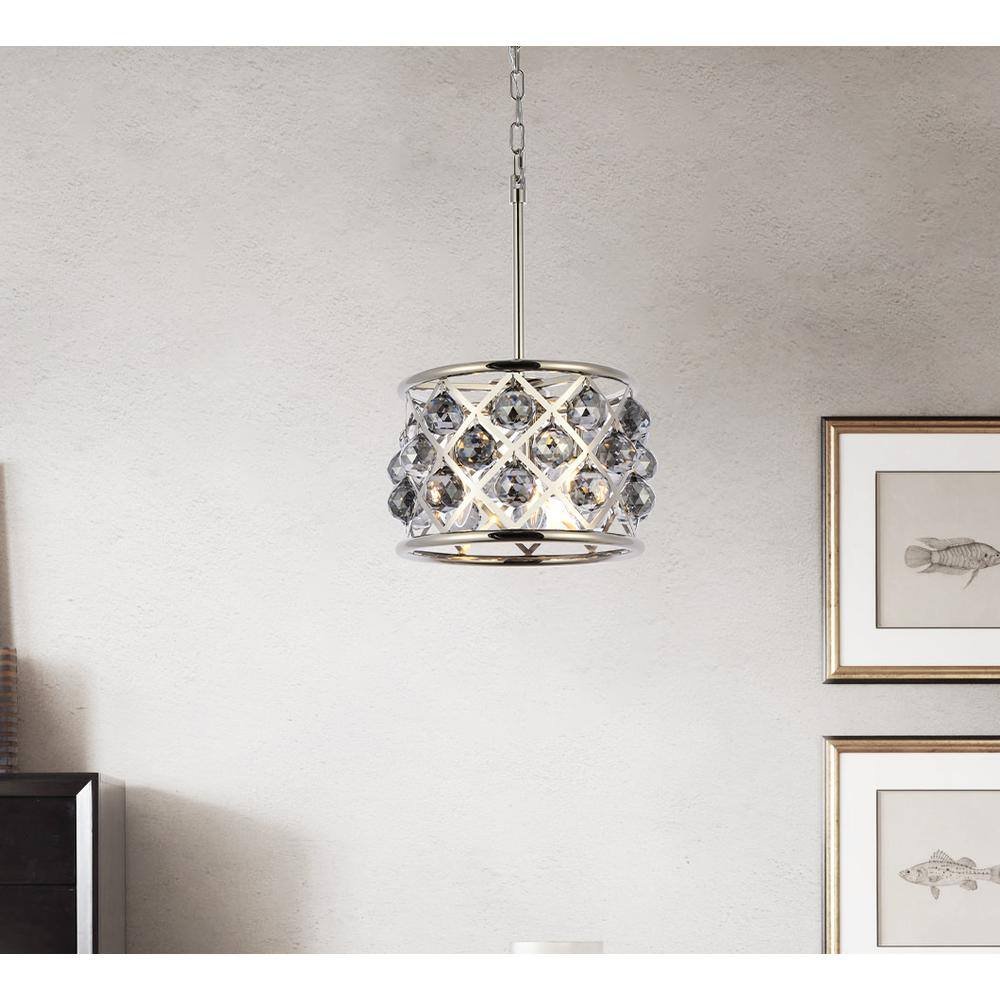 Angle. Urban Classic - Madison 3 light polished Nickel Pendant Silver Shade (Grey) Royal Cut Crystal - Polished Nickel.