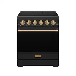 Gordon Ramsay Series by Thor Kitchen 4.55 Cu. Ft Freestanding Electric Range with Bronze Hardware - Matte Black