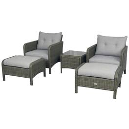 Outsunny - Pieces Rattan Wicker Lounge Chair Outdoor Patio Conversation Set with 2 Cushioned Chairs - Gray