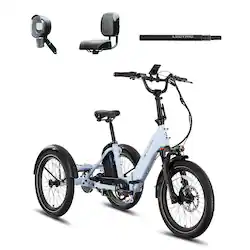 Lectric eBikes - XP Trike2 Foldable eBike (Max 50mi/14mph) + Support Seat/Suspension Seat Post/Elite Headlight - Glacier Blue - Front_Zoom