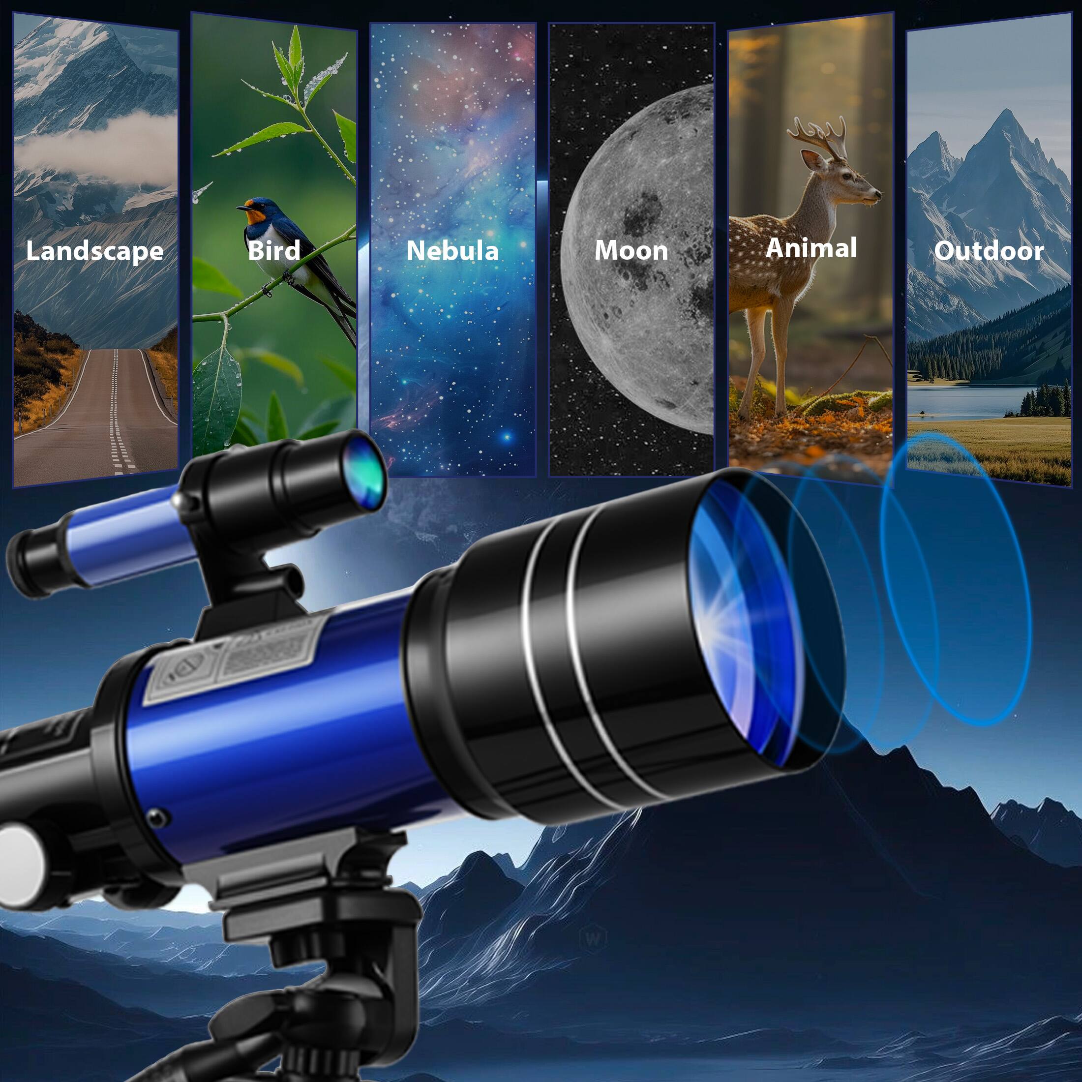 Landscape  
Bird  
Nebula  
Moon  
Animal  
Outdoor