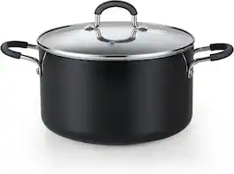 Cook N Home - Professional 6Qt Nonstick Stock Pot w/Lid,even Heating,Silicone Handle,Heavy Gauge Aluminum Induction - black/marble
