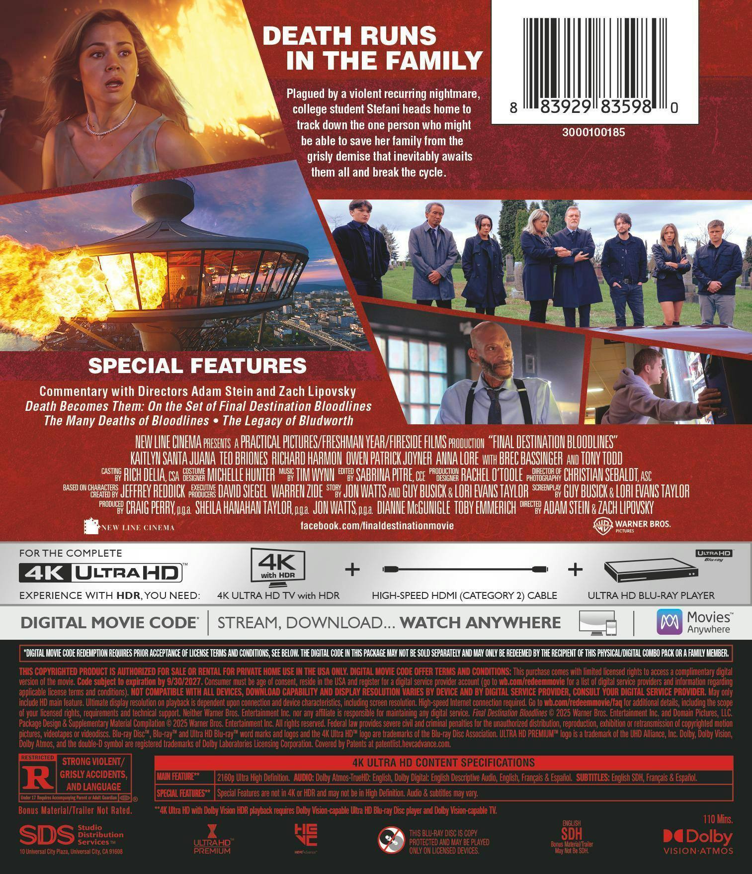 Back. Final Destination: Bloodlines   - 4K Blu-Ray.