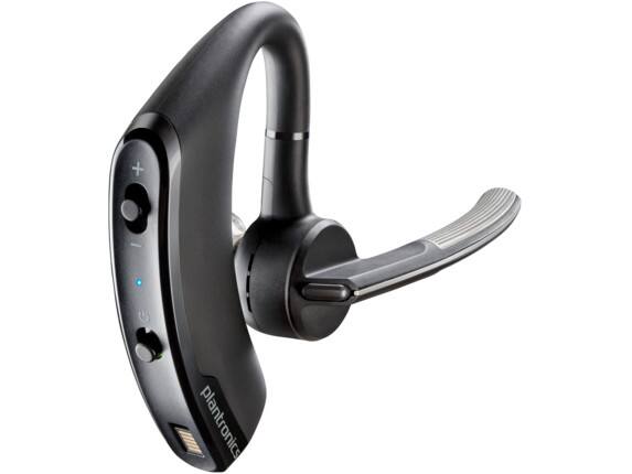 Left. HP - poly voyager legend headset +integrated charge cable +pin adapter - Black.