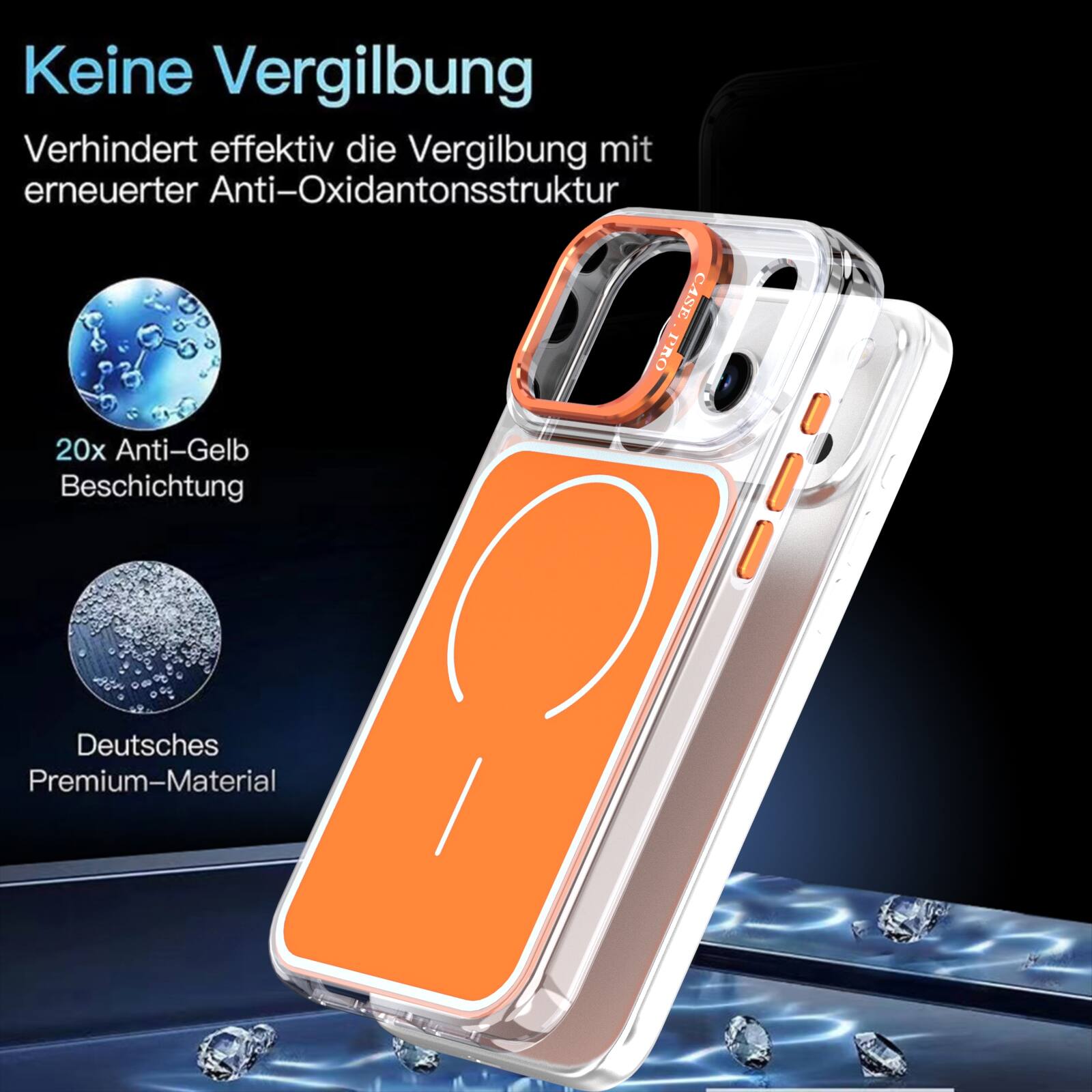 Keine Vergilbung  
Verhindert effektiv die Vergilbung mit erneuerter Anti-Oxidantonsstruktur  
20x Anti-Gelb Beschichtung  
Deutsches Premium-Material
