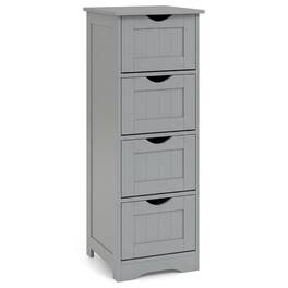 Costway - 32.5" Bathroom Floor Cabinet with Anti-tipping Device Freestanding Towel Cabinet - Gray