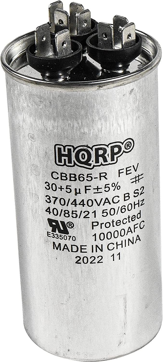 HQRP - 30 + 5 uF Dual Run Capacitor, 370-440 V AC CBB65, replacement HVAC blower compressor furnace motor