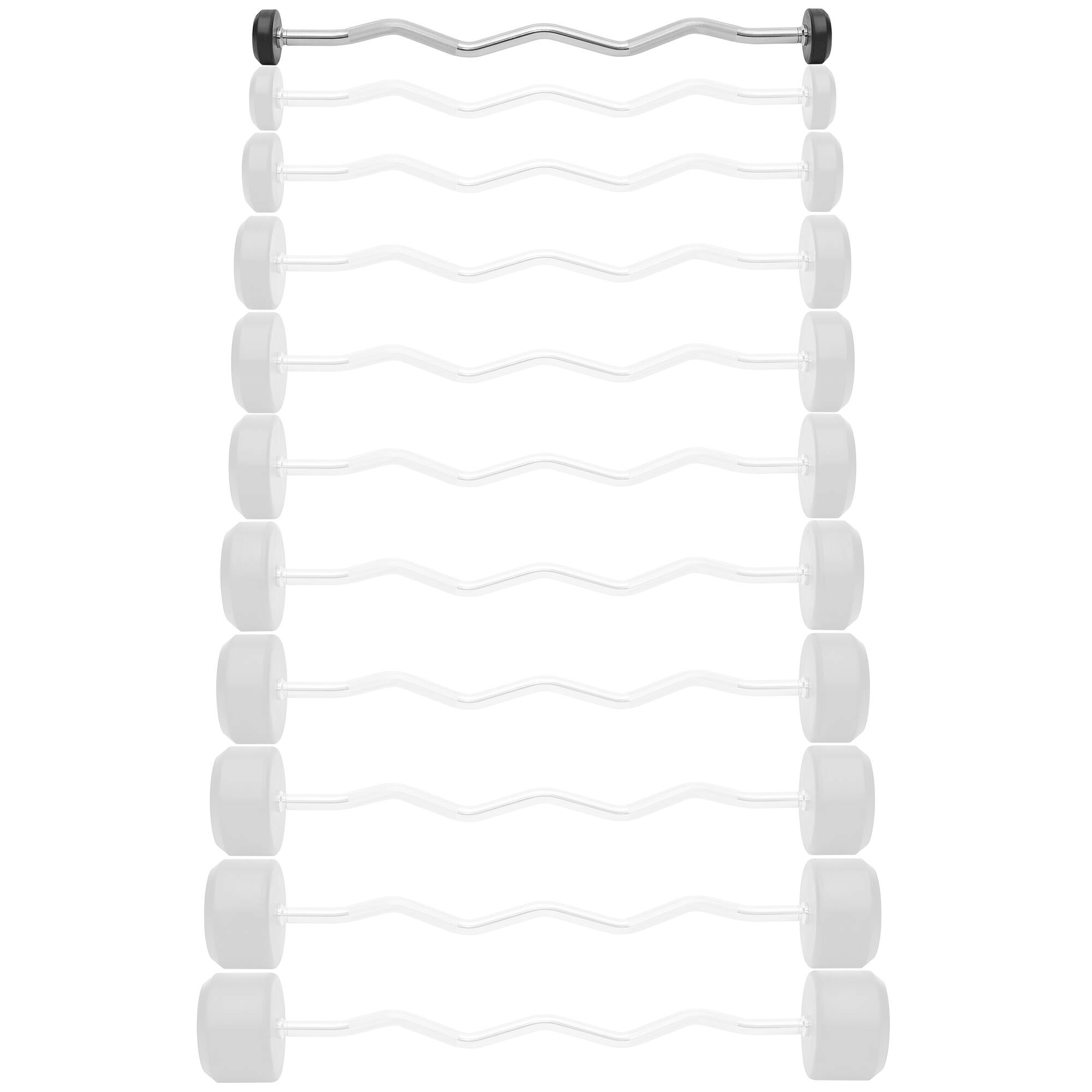 Alt View 1. Philosophy Gym - Rubber Fixed Barbell - Pre-Loaded Weight EZ Curl Bar for Weightlifting - Black.