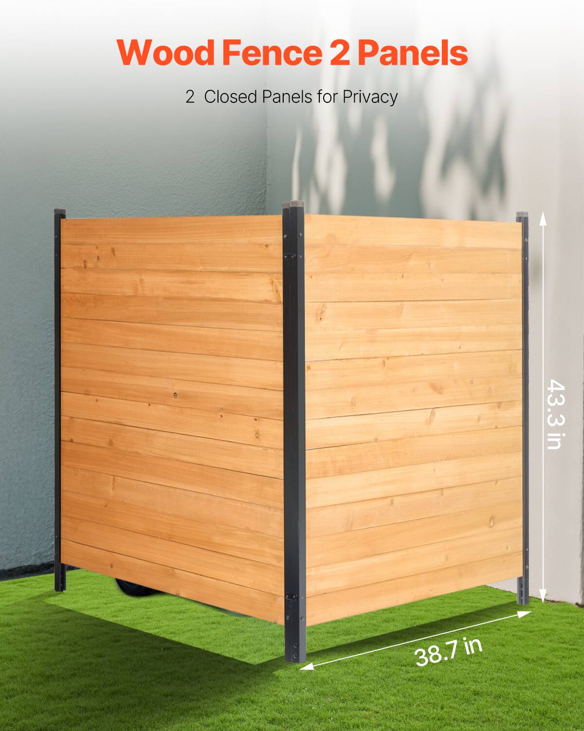 Wood Fence 2 Panels  
2 Closed Panels for Privacy  
43.3 in  
38.7 in