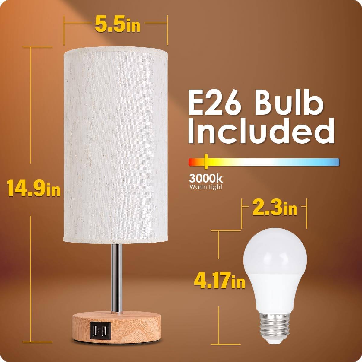 5.5in  
14.9in  
E26 Bulb Included  
3000k Warm Light  
2.3in  
4.17in
