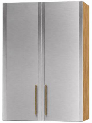 Front. AGA - AGA 24W x 48H x 13D Upper Cabinet - Oak - Stainless Steel - Stainless Steel.