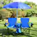 Angle. Costway - Portable Folding Picnic Double Chair W/Umbrella Table Cooler Beach Camping Chair - Blue.