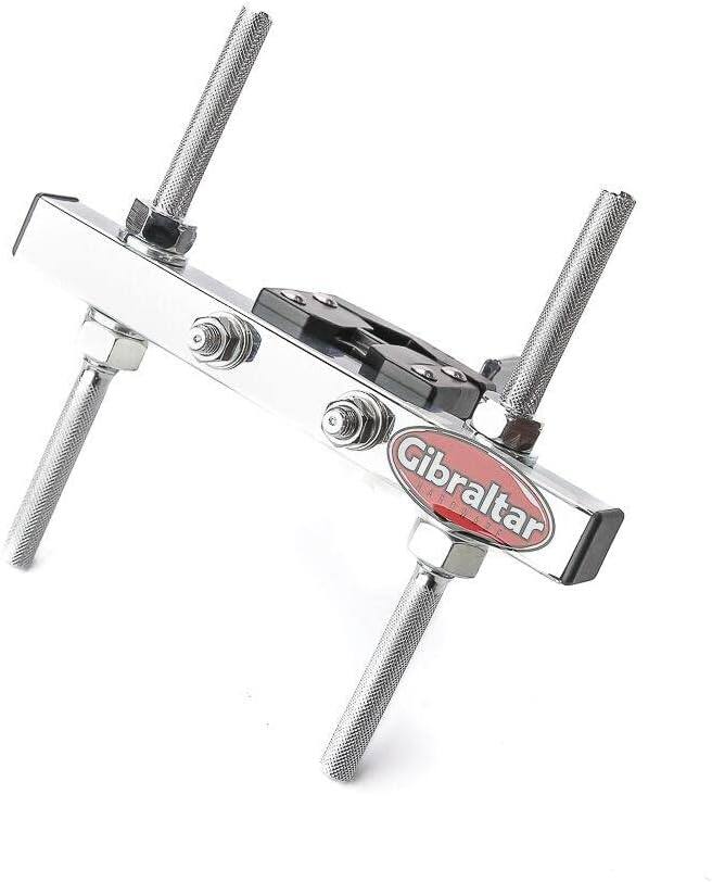 Angle. Gibraltar Hardware - 2 Post Accessory Mount Clamp, 8" Percussion Mounting Bar, Includes Four 9.5mm Knurled Posts, Cymbal Stand Downtube Clamp.