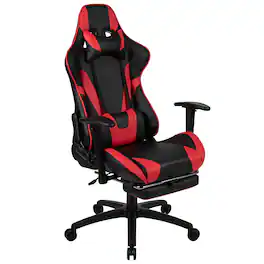 Emma + Oliver - Z300 Gaming Racing Office Ergonomic PC Chair with Reclining Back and Footrest - Red