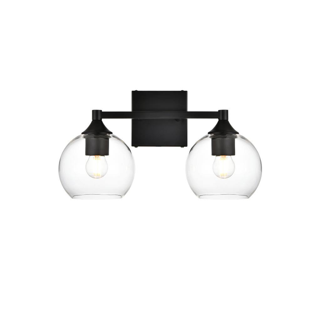 Left. Living District - Foster 2 light Black and Clear Bath Sconce - Black And Clear.