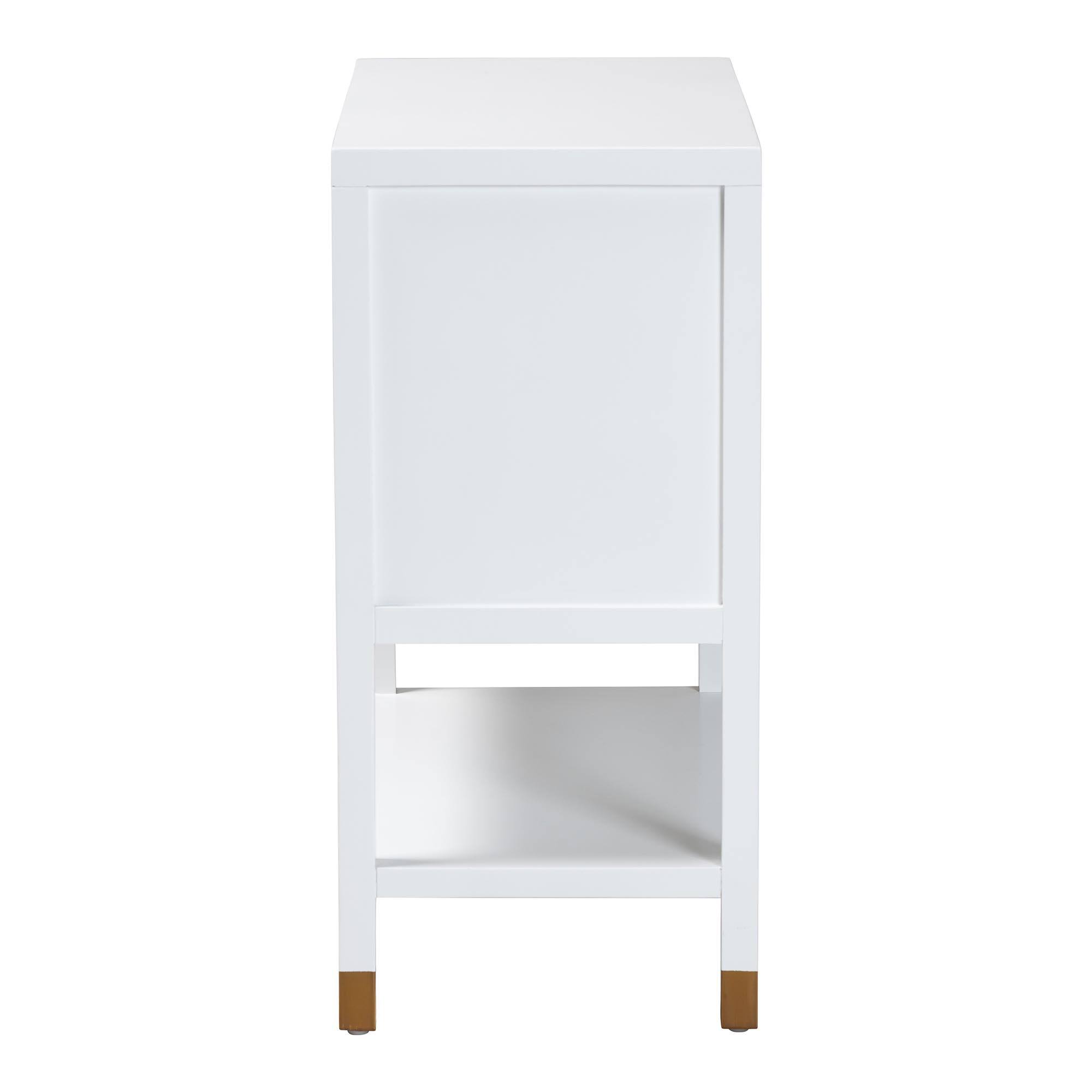 Back. bali & pari - Aiden Fluted Sideboard -  2-Door Accent Storage Cabinet with Open Shelf and Raised Legs - White/Brass/Black.