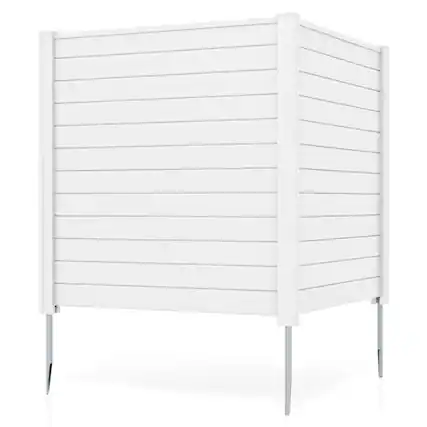 Front. Costway - Outdoor 48"L x 48"H PVC Privacy Fence Panels with Metal Ground Stakes - White.