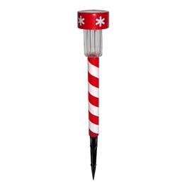Alpine - LED Cool White Solar Powered Lighted Candy Cane Stake 14 in. Pathway Decor (Case of 48) - Red|White