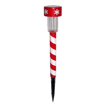 Front. Alpine - Alpine LED Cool White Solar Powered Lighted Candy Cane Stake 14 in. Pathway Decor (Case of 48) - Red|White.