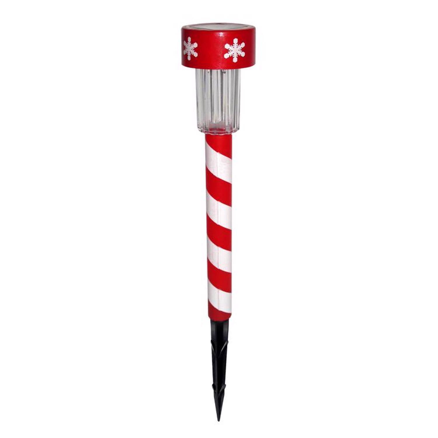 Front. Alpine - Alpine LED Cool White Solar Powered Lighted Candy Cane Stake 14 in. Pathway Decor (Case of 48) - Red|White.