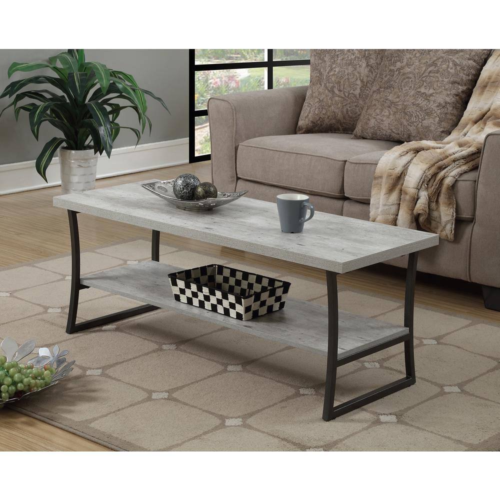 Angle. Convenience Concepts - X-Calibur Coffee Table - Faux Birch/Slate Gray Frame.
