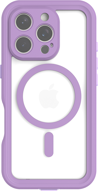 Front. Body Glove - Body Glove Tidal Waterproof with MagSafe Case - iPhone 16 Pro Lavender/Clear - Lavender/Clear.