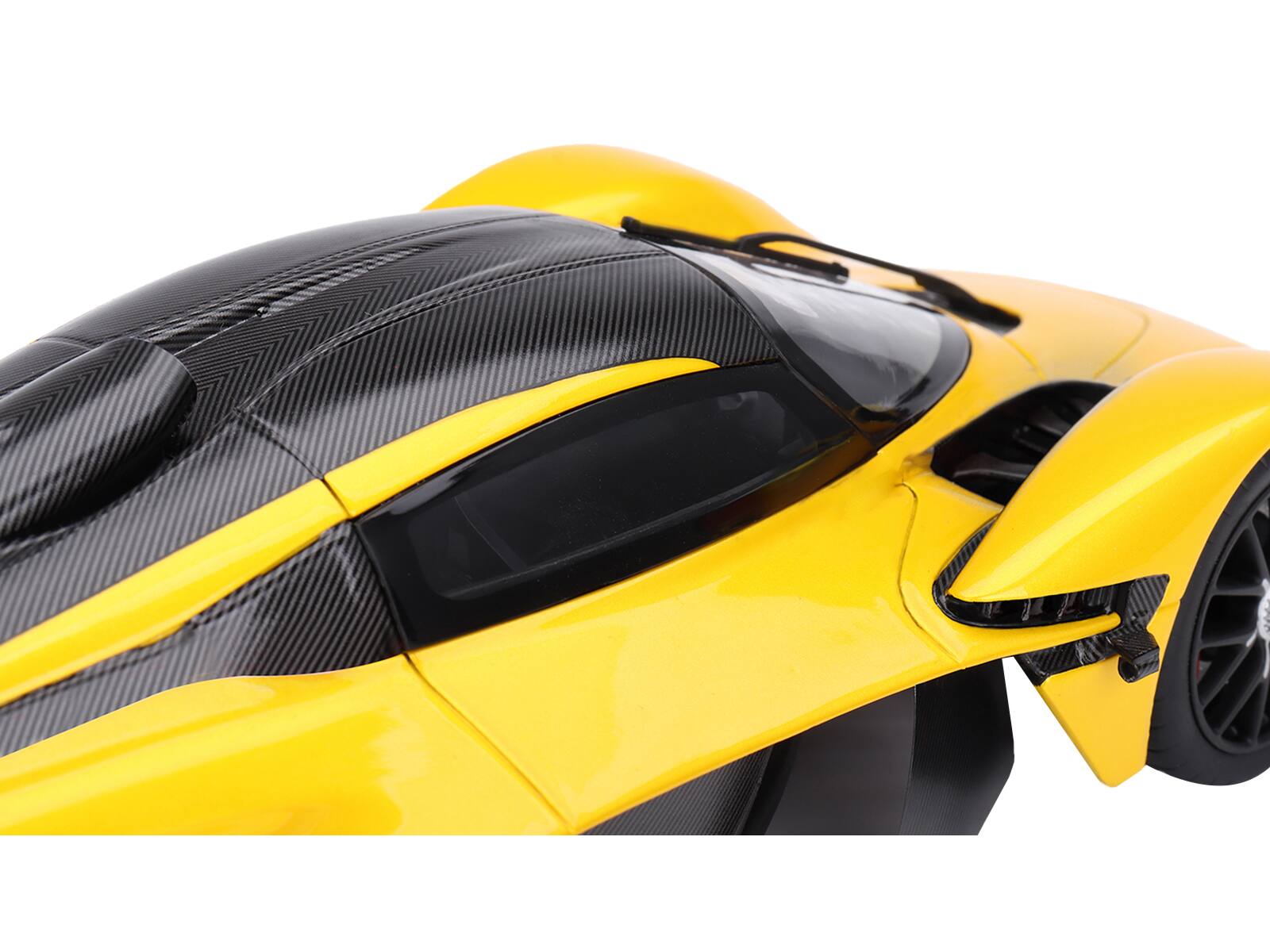 Angle. Top Speed - Aston Martin Valkyrie Cosmopolitan Yellow Metallic and Carbon 1/18 Model Car by Top Speed - Yellow Metallic.